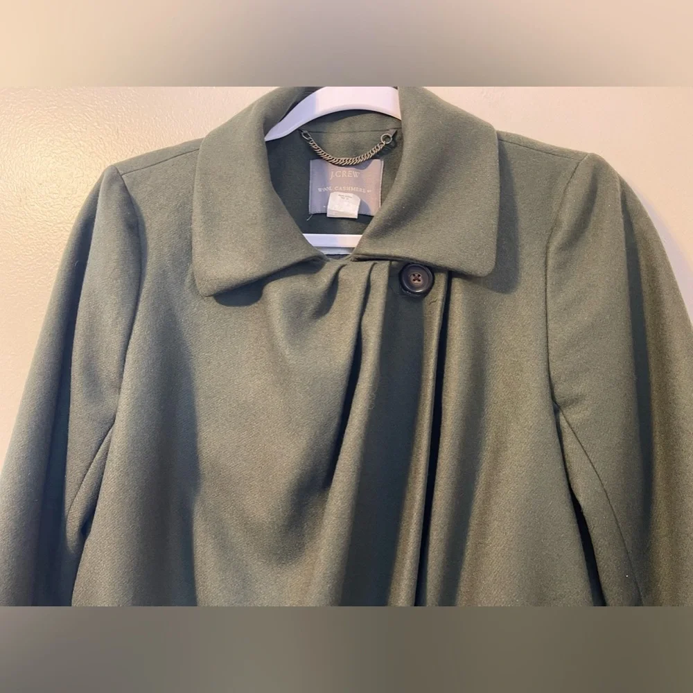 J. Crew Icon Wool Cashmere By Nello Gori Trench Pea Coat Women’s 2 Forest green - Picture 3 of 13